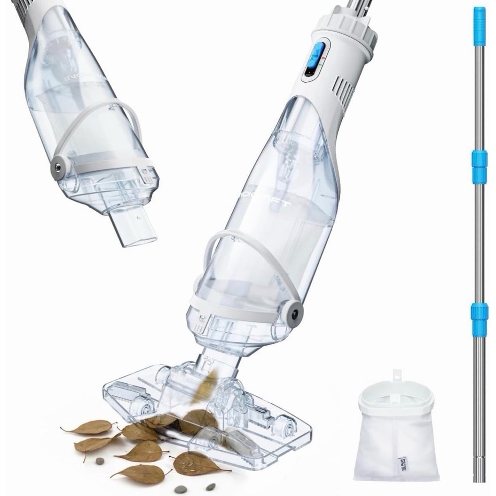InoKraft Pool Vacuum for Above Ground Pool, Cordless Pool Vacuum 59" Pole